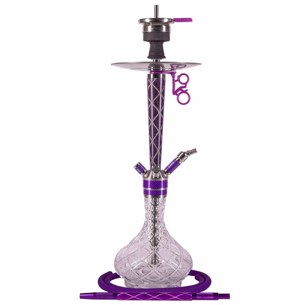 Amy X-ray Vandpibe - Amy Shop - Flot og høj vandpibe af rustfri stål med træsøgle og carbon-detaljer og selvlysende striber