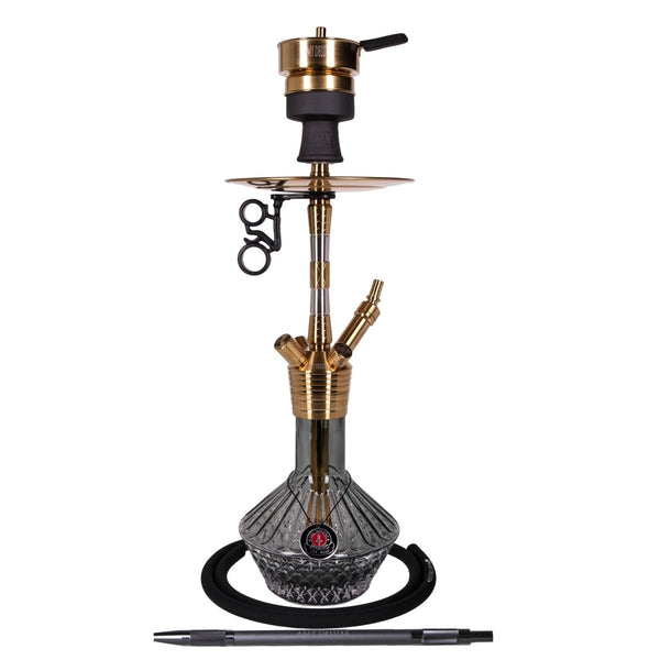 Amy Fusion Shine S Vandpibe - Amy Shop - Flot og elegant vandpibe af rustfri stål med gul røgsøgle og vase i flere farver