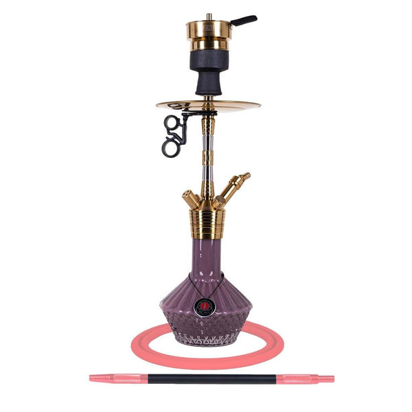 Amy Fusion Shine S Vandpibe - Amy Shop - Flot og elegant vandpibe af rustfri stål med gul røgsøgle og vase i flere farver