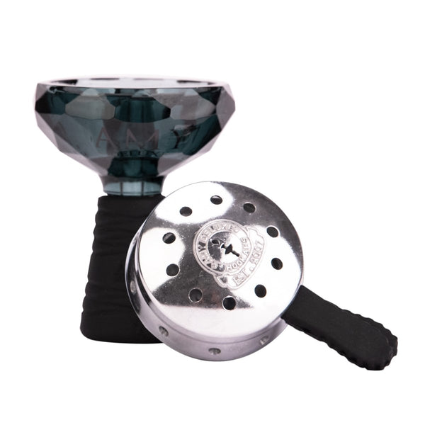 Glassi Kristall Sæt - Amy Shop - Glas hoved med varmeregulator til vandpiber med sort silikone