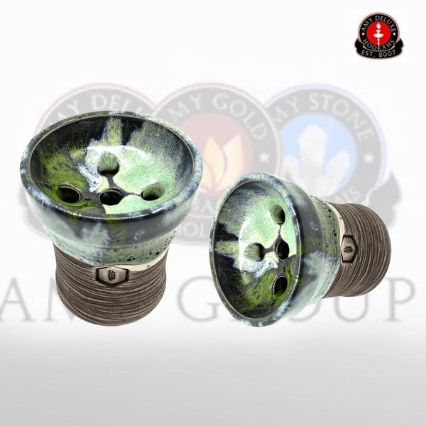 Kolos Mita - Glazed Black Green - Amy Shop - Keramisk hoved til vandpibe I sort og grøn