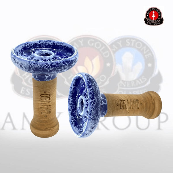 Oblako Phunnel L - Glazed Marble Blue - Amy Shop - Keramisk phunnel hoved til vandpibe i blå og hvid