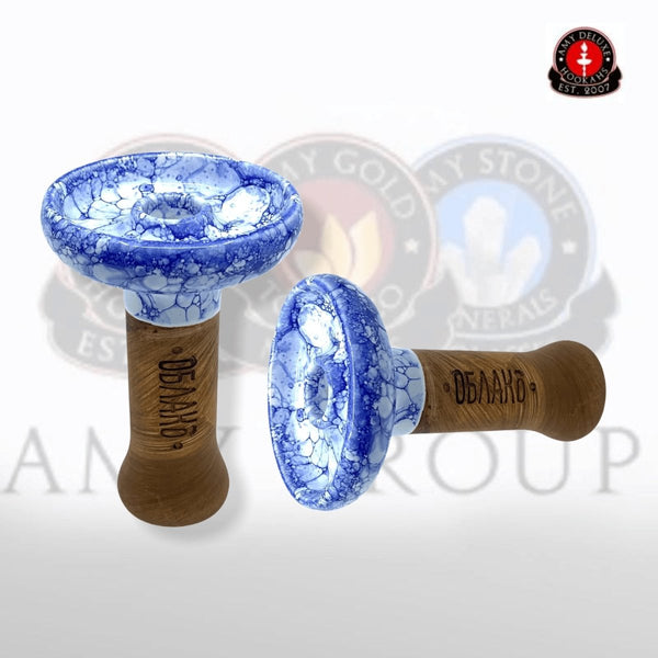 Oblako Phunnel L - Glazed Marble Blue - Amy Shop - Keramisk phunnel hoved til vandpibe i blå og hvid